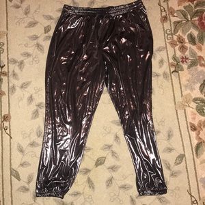 Metallic silver joggers